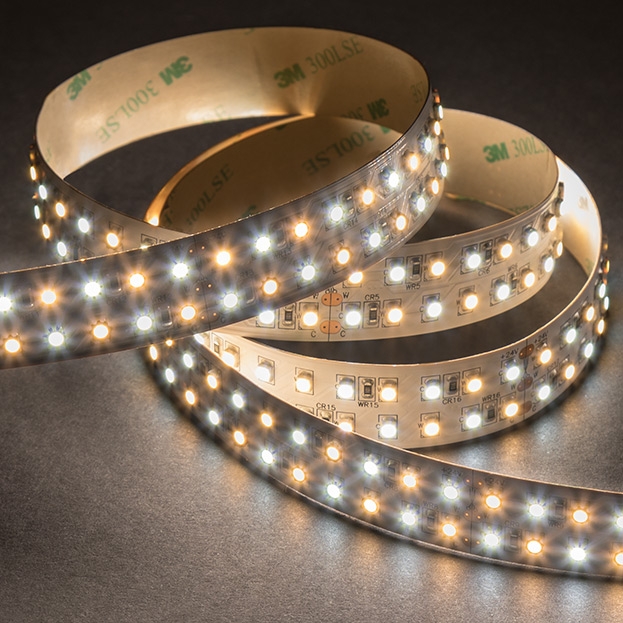 5m Tunable White LED Strip Lights - Color-Changing LED Tape Light - Dual-Row - 24V - IP20